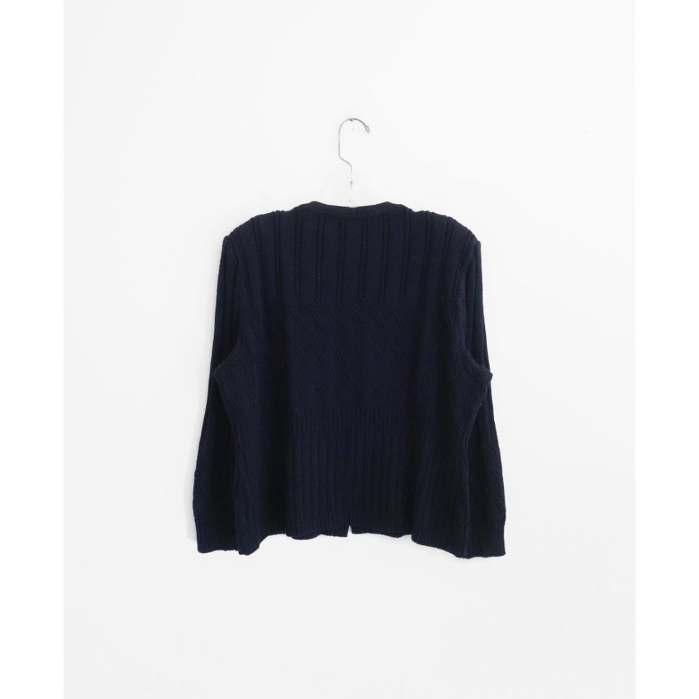 St. John Collection by Marie Gray Black Ribbed Knit Cardigan size 16 Large - Picture 4 of 6